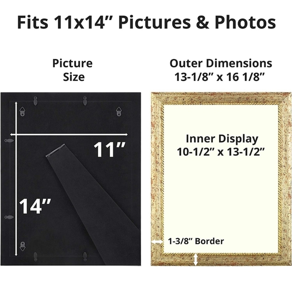 3 pack 11×14 gold picture frames - Picture 3 of 8